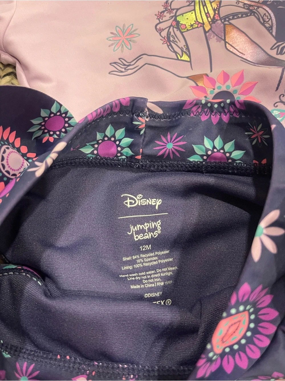 Disney Girls Lavender Long-Sleeve Anna & Elsa Two-Piece swim suit 12 months